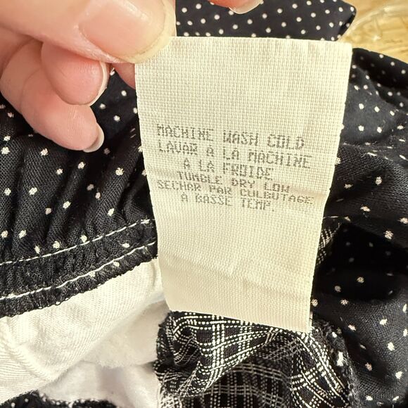 Vtg Carol Little Black White Minimalist Gingham Floral Rayon Blend‎ Maxi Dress - Picture 10 of 11